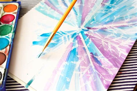 Watercolour And Oil Pastel Resist Snowflake Snowflakes Art Paper Art