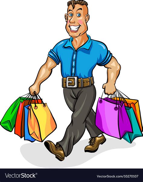 Go Shopping A Man Carrying Shopping Bags Vector Image