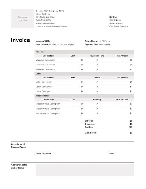 Free Construction Invoice Template And How To Guide Houzz Pro