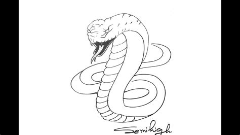 How To Draw A Snake Cobra Step By Step Easy Drawing Semihigh Youtube