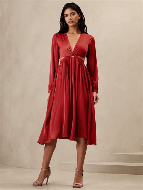 Twist Front Midi Dress Banana Republic Factory