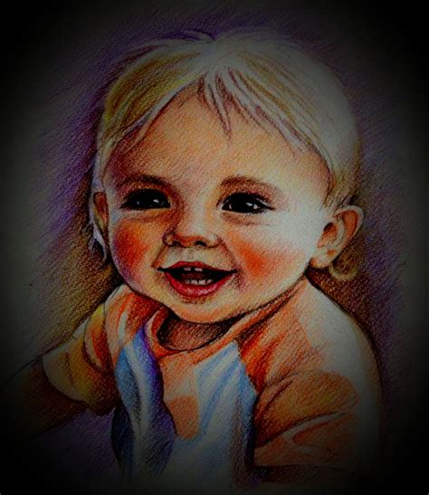 Baby boy pencil art portrait. Baby Colored Pencil Painting From Photo | Handmade | Just In Canvas