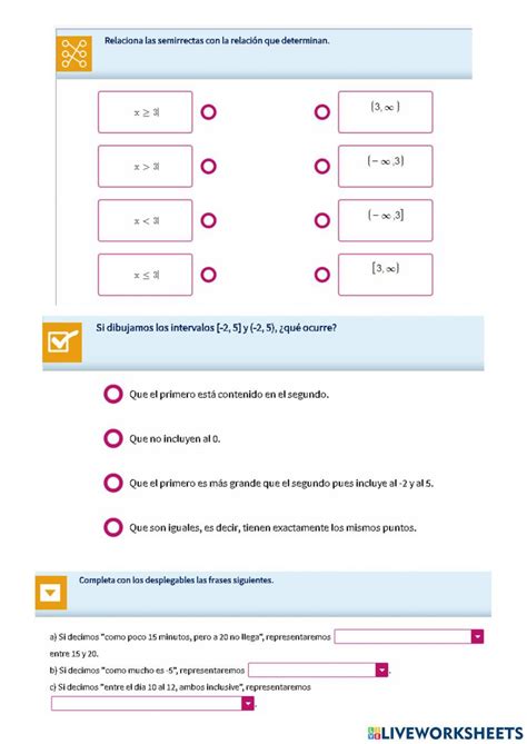 Paso 5 Intervalos Y Semirrectas Online Exercise For Live Worksheets