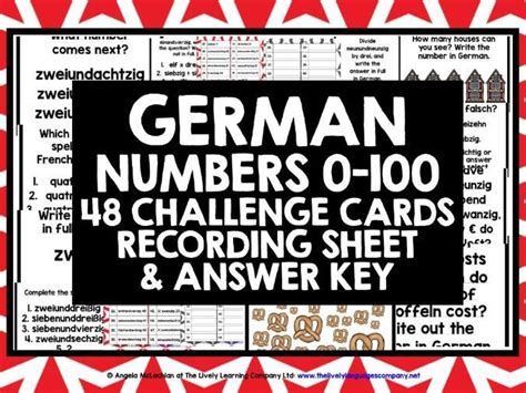 German Numbers 0 100 Challenge Cards Teaching Resources Teaching