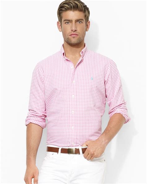 Lyst Ralph Lauren Polo Classicfit Checked Oxford Sport Shirt In Pink