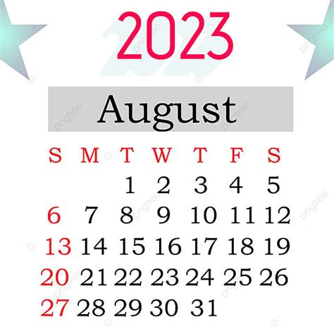 Gambar Vektor Kalender Bulan Agustus 2023 Templat Untuk Unduh Gratis Di