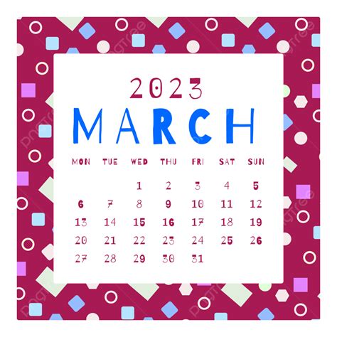 Gambar Desain Kalender Bulanan Maret 2023 Kalender Maret Kalender