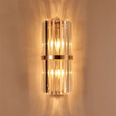 Foyer Large Crystal Wall Lighting Led Arandela Vertical Wall Lamp