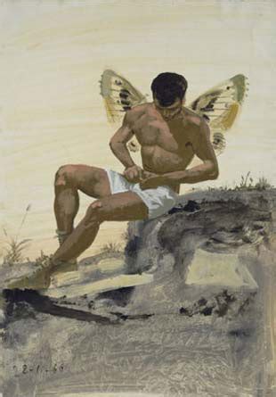 Winged Spirit Buttoning His Underpants 1966 Yiannis Tsaroychis