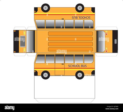 Simple School Bus Outline Cut Out And Glue Into A 3d Model Stock