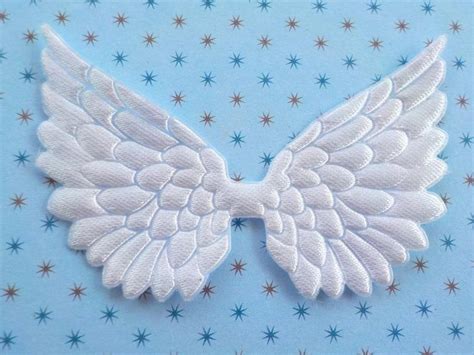 100 White Angel Wings Embossed Satin Fabric Padded Fairy Etsy Uk