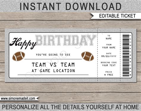 Free Printable Football Ticket Template Printable Templates