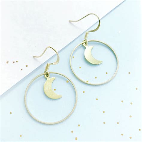 Crafted in 18 karat gold plated silver and set with. gold moon hoop earrings by eclectic eccentricity | notonthehighstreet.com