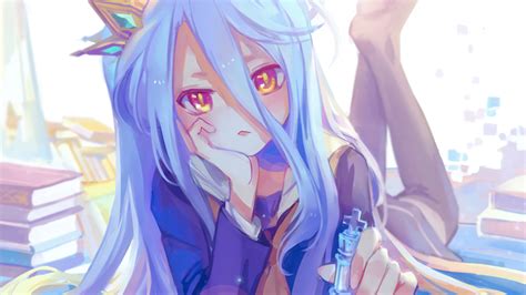 Wallpaper Anime Girls No Game No Life Shiro No Game No Life Blue Hair Fan Art White Skin