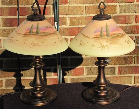 Set Of 2 Fenton Art Glass Burmese Hand Painted Lamps Only 600 Made