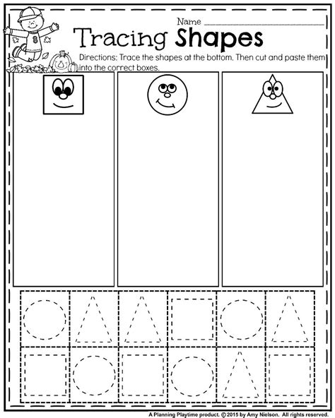 October Preschool Worksheets Planning Playtime Shapes Worksheet