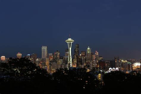 Twilight Skyline Of Seattle Washington Photograph By Thomas Baker