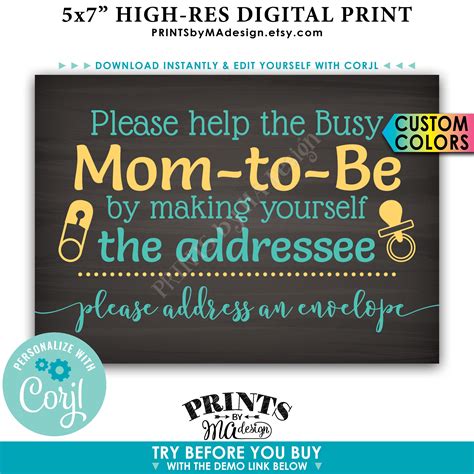 Baby Shower Address An Envelope Sign Help The Busy Mom To Be By Being