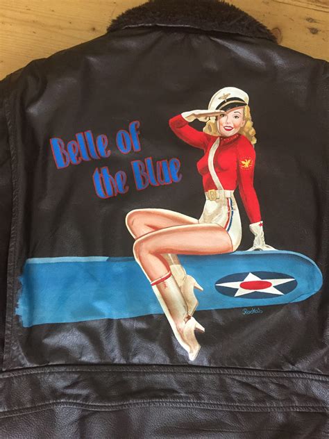 Belle Of The Blue 40er Jahre Stil Rockas Flight Jacket Painting
