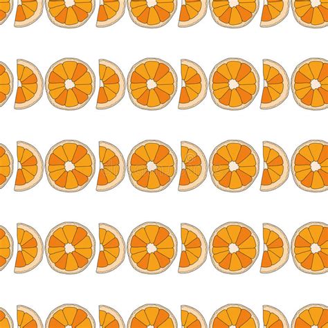 Vector Seamless Pattern With Citrus Fruits Oranges Background Stock