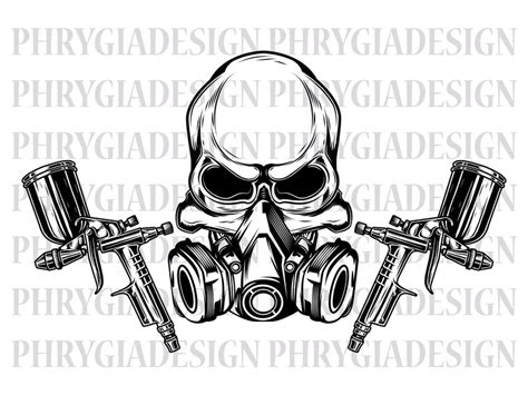 Skull With Paint Spray Guns Svg Png Paint Spray Gun Svg Etsy