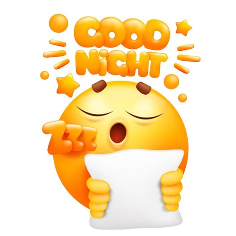 Premium Vector Good Night Web Sticker Yellow Emoji Cartoon Character