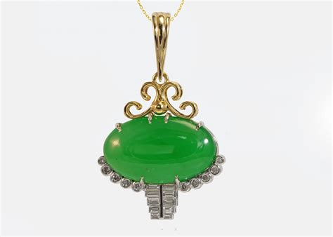 Custom Jade And Diamond Pendant K Gold Oceanside Jewelers