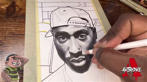 How To Draw Tupac Shakur With A Pencil 2pac Drawing Tutorial Step By