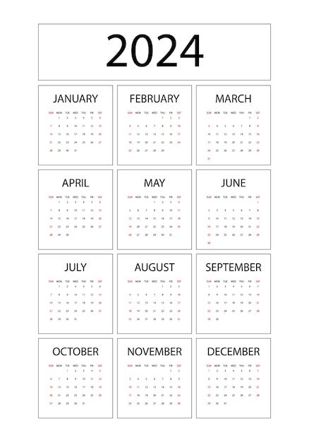 Premium Vector Calendar For 2024 Vector