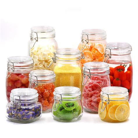 Wholesale Unbreakable Customized Clear Square Jar Glass With Clip Lid High Quality Custom Clear