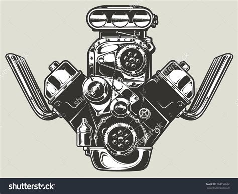 An engine is a mechanical device that produces some form of output from a given input. Hot Rod Engine Stock Vector Illustration 184157672 ...