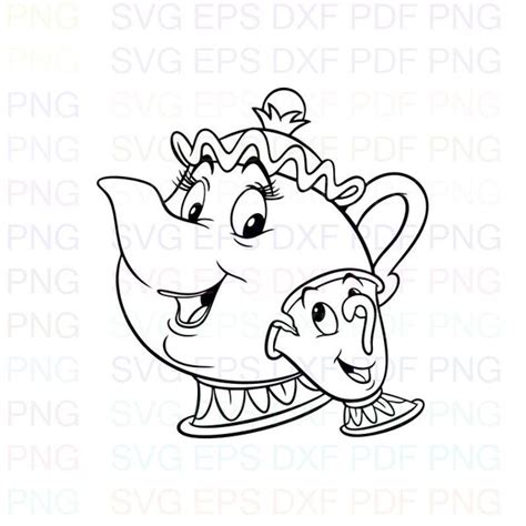 Chip And Mrs Potts Beauty And The Beast Svg Dxf Eps Pdf Png Etsy