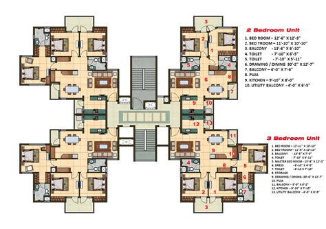 The Floor Plan For An Apartment Building With Four Floors And Several