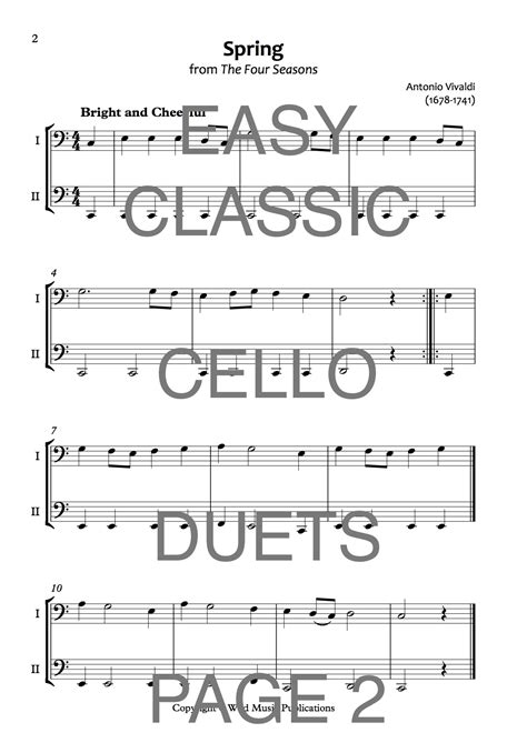 Easy Classic Cello Duets Wild Music Publications