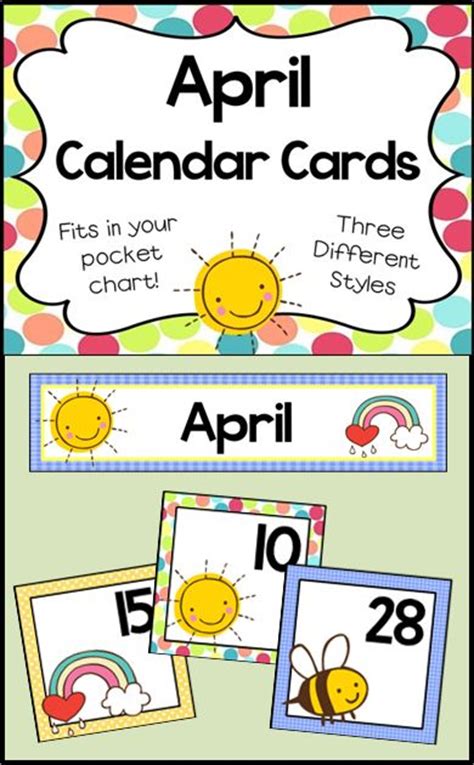 Calendar Cards April Pocket Charts Fit And Change 3