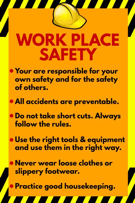 Safety Poster At Workplace A3 Size Workplace Safety Poster Reminding