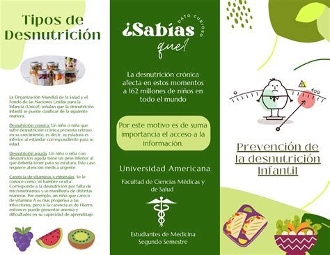 Triptico Triptic Desnutricion Infantl Prevención De La Desnutrición