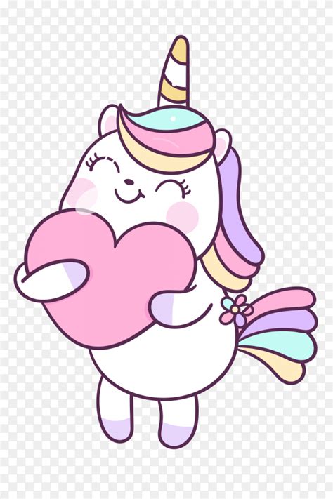 Cute Unicorn Vector Hug Heart Cartoon Png Similar Png