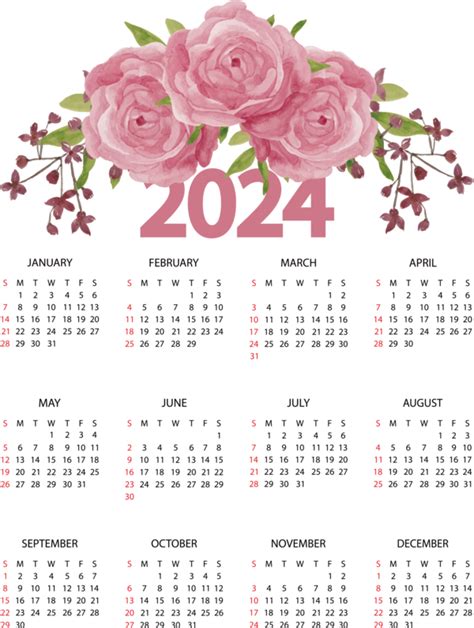 New Year Calendar Design Flower For Printable 2024 Calendar For New