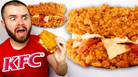 Trying Kfc S New Double Down For The First Time Bacon And Cheese Chicken Sandwich Review Youtube