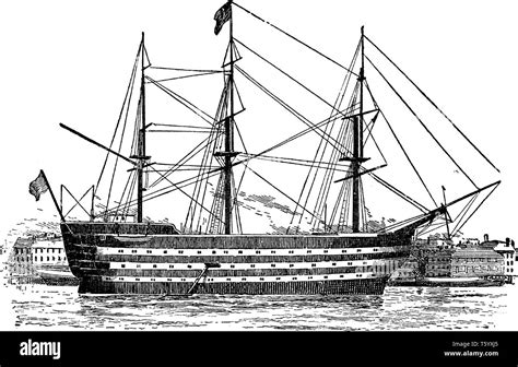 104 Gun First Rate Ship Of The Line Of The Royal Navy Stock Vector