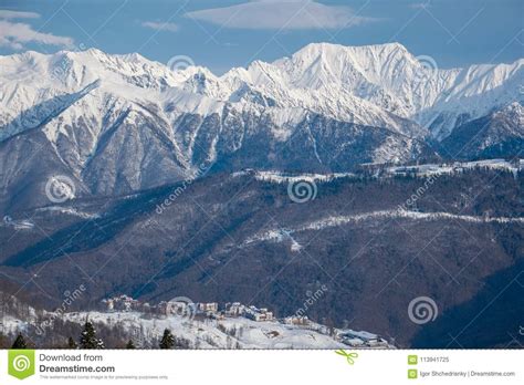 Mountains Covered With Snow Snowcaps Landscape Stock Image Image Of