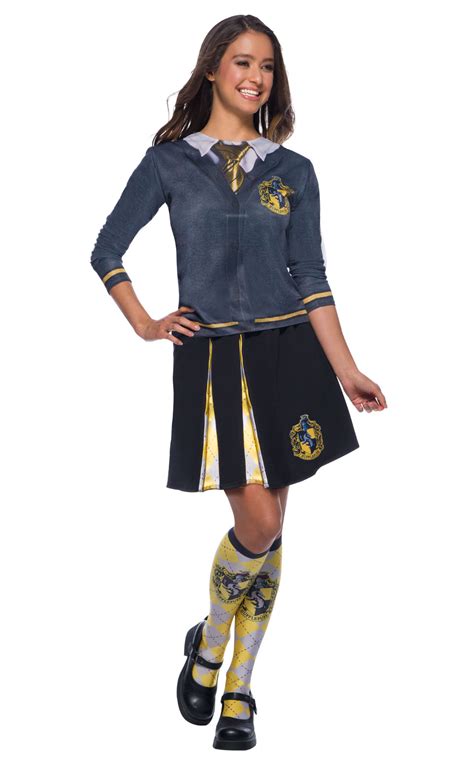Hufflepuff Pleated Skirt Ladies Fancy Dress Harry Potter Adult Costume