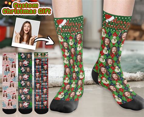 Custom Christmas Sockspersonalized Socks With Photoall Over Etsy