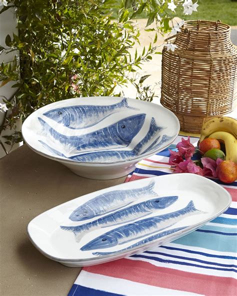 Pesci Serving Platter & Bowl - Horchow | Serving platters, Serving bowls, Platters