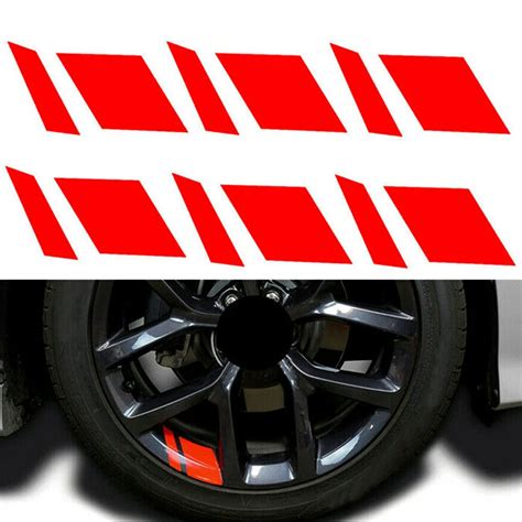 6pcs Reflective Car Wheel Rim Vinyl Stickers Hash Mark Stripe Racing