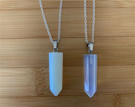 Opalite Crystal Necklace Opal Moonstone Pillar Natural Etsy