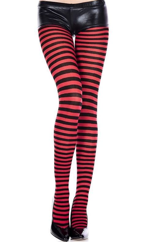 Music Legs Striped Blackred Pantyhose Red Pantyhose Striped Tights Pantyhose