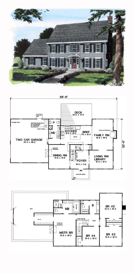 15 Colonial House Plans With Drive Under Garage Ideas In 2021