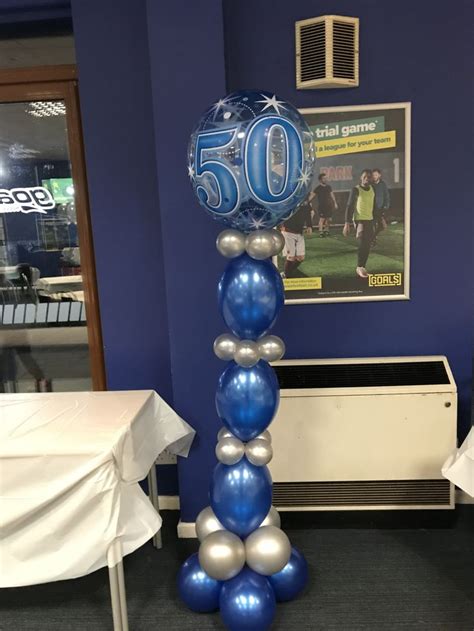 50 Bubble Balloons For 50th Birthday With A Silver And Navy Blue